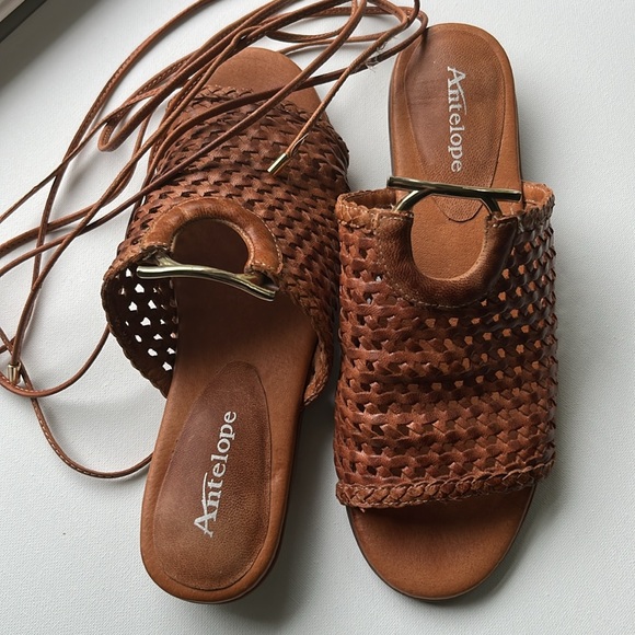 Antelope Ciara Ankle Wrapped Brown Leather Sandals - Picture 6 of 10